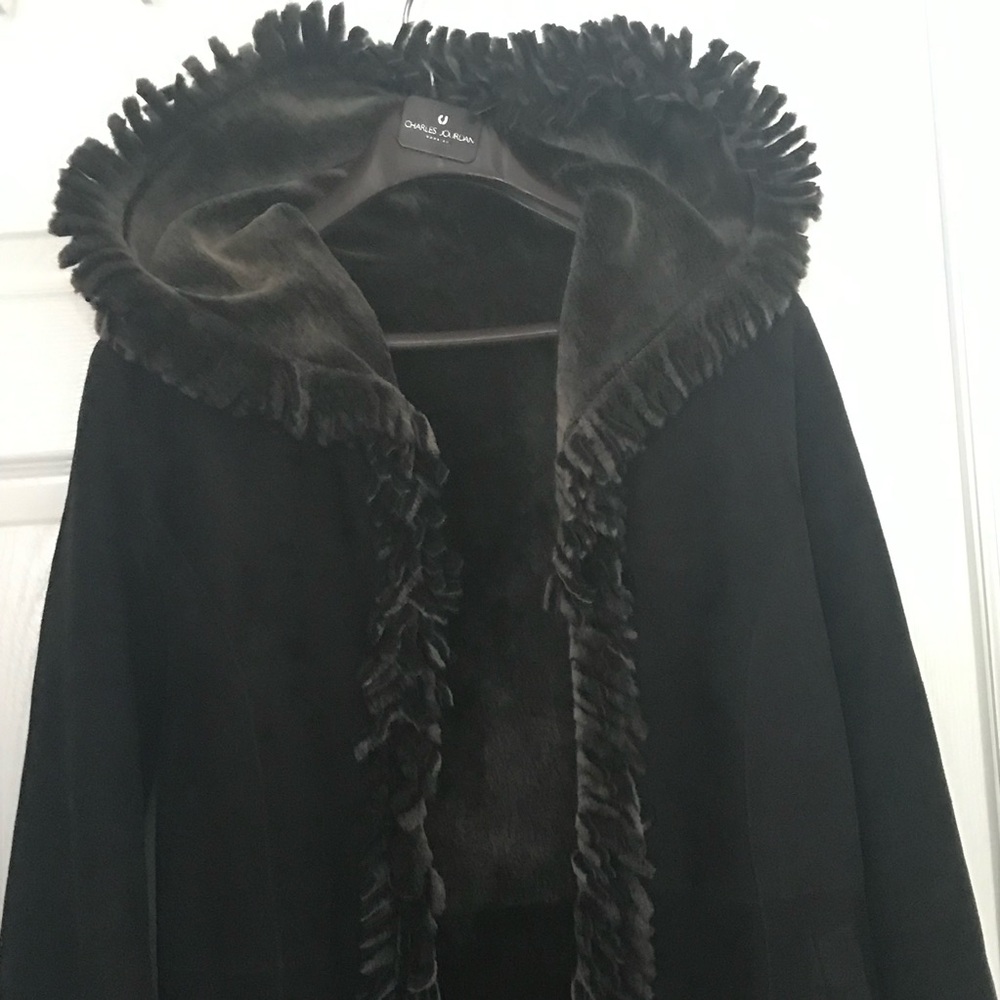 ANDREW ELISSEE GOLDEN COLLECTION Hooded Shearling Coat W Fringe Sheepskin Jacket